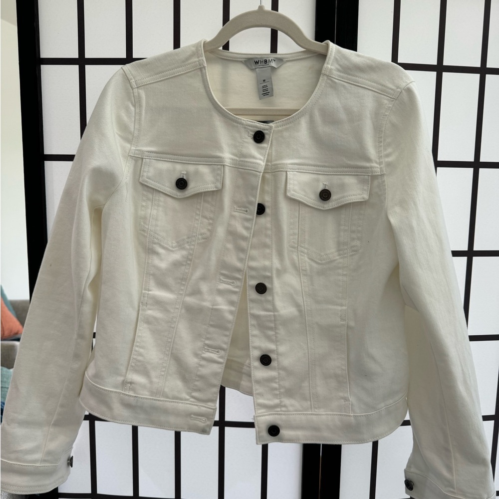 White House Black Market White Denim Jacket
